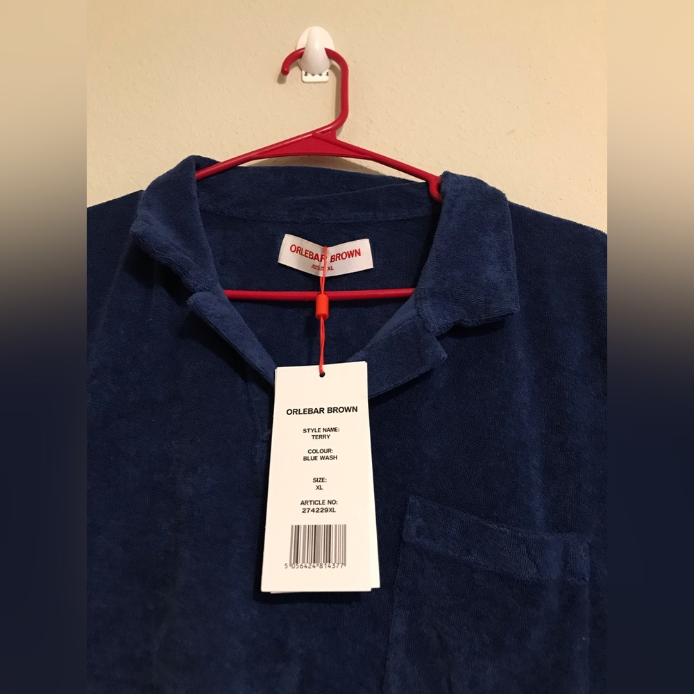 Orlebar Brown Blue Terry Cloth Shirt - image 1